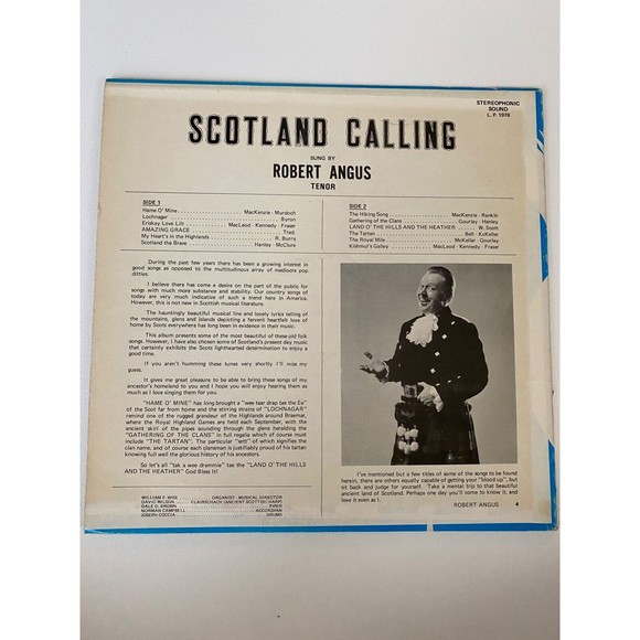 Robert Angus Tenor Scotland Calling LP 1976 Aonghais Records EX Vinyl Stereo - Picture 2 of 7